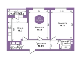 Продается 2-комнатная квартира ЖК Левада, литера 6, 66.45  м², 9262119 рублей