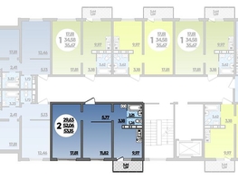 Продается 2-комнатная квартира ЖК Романовский, литера 1, 53.15 м², 5436855 рублей