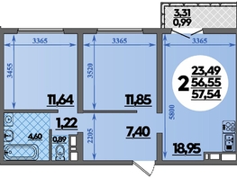 Продается 2-комнатная квартира ЖК Город у моря, литера 21, 57.54 м², 8843898 рублей