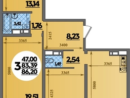 Продается 3-комнатная квартира ЖК Город у моря, литера 21, 86.2 м², 10826720 рублей