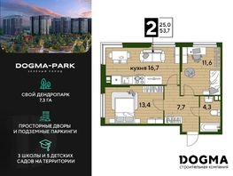 Продается 2-комнатная квартира ЖК DOGMA PARK (Догма парк), литера 21, 53.7 м², 7705950 рублей