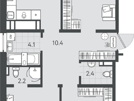Продается 3-комнатная квартира ЖК Все Свои VIP, литера 7, 86.55 м², 20339250 рублей