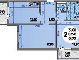 Продается 2-комнатная квартира ЖК Парк у дома, литера 7.1, 61.7  м², 10470490 рублей