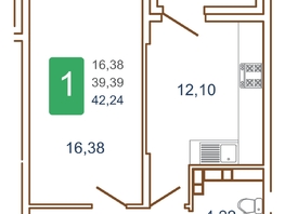 Продается 1-комнатная квартира ЖК Хорошая погода, литера 1, 43.75 м², 5687500 рублей