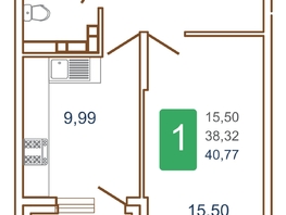 Продается 1-комнатная квартира ЖК Хорошая погода, литера 2, 42.35 м², 5505500 рублей
