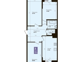 Продается 3-комнатная квартира ЖК Левада, литера 8, 86.9 м², 9480000 рублей