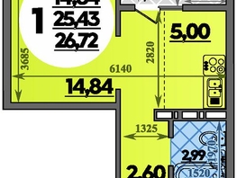 Продается Студия ЖК Молодежный 2, литера 12, 26.72 м², 4491632 рублей
