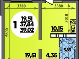 Продается 1-комнатная квартира ЖК Восточный, литера 44, 39.02 м², 5716430 рублей