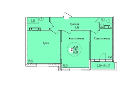 Продается 2-комнатная квартира ЖК Друг, литера 2, 60.08 м², 7840440 рублей