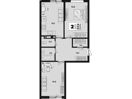 Продается 2-комнатная квартира ЖК Лето, литера 1.5, 62.2  м², 8733000 рублей