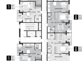 Продается 2-комнатная квартира ЖК Парк Победы 2, литера 21, 65  м², 10406500 рублей