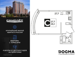 Продается Студия ЖК Самолет, литера 51, 35.3 м², 6375180 рублей