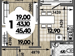 Продается 1-комнатная квартира ЖК Горгиппия, литера 2, 45.4  м², 11390860 рублей