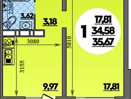 Продается 1-комнатная квартира ЖК Романовский, литера 1, 35.67 м², рублей