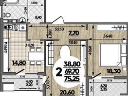 Продается 2-комнатная квартира ЖК Горгиппия, литера 2, 75.25 м², 12600200 рублей