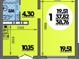 Продается 1-комнатная квартира ЖК Город у моря, литера 21, 38.76 м², 6624999 рублей