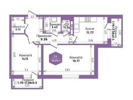 Продается 2-комнатная квартира ЖК Левада, литера 6, 66.05 м², 8830598 рублей