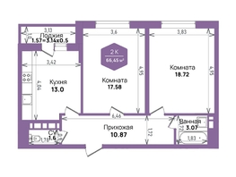 Продается 2-комнатная квартира ЖК Левада, литера 6, 66.45  м², 7656196 рублей