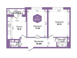 Продается 2-комнатная квартира ЖК Левада, литера 6, 66.45 м², 7251356 рублей