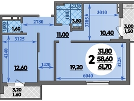 Продается 2-комнатная квартира ЖК Парк у дома, литера 7.2, 61.7 м², 9909999 рублей