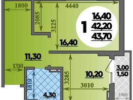 Продается 1-комнатная квартира ЖК Парк у дома, литера 7.2, 43.7 м², 7620000 рублей