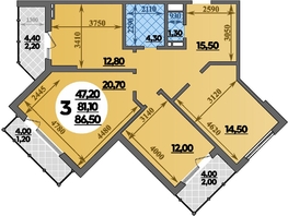 Продается 3-комнатная квартира ЖК Парк у дома, литера 7.2, 86.5 м², 16250000 рублей