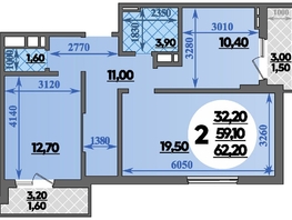 Продается 2-комнатная квартира ЖК Парк у дома, литера 7.2, 62.2 м², 10270000 рублей