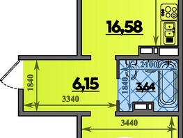 Продается 1-комнатная квартира ЖК Южная долина, литера 1, 45.18 м², 4794491 рублей