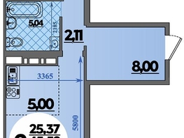 Продается 2-комнатная квартира ЖК Город у моря, литера 21, 47.15  м², 7548999 рублей