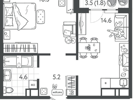 Продается 1-комнатная квартира ЖК Все Свои VIP, литера 4, 42.5 м², 10922500 рублей