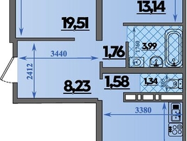 Продается 2-комнатная квартира ЖК Город у моря, литера 8, 66.72  м², 10048032 рублей