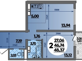Продается 2-комнатная квартира ЖК Город у моря, литера 17, 48.37 м², 7748874 рублей