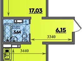 Продается 1-комнатная квартира ЖК Восточный, литера 37, 46.96 м², 5993000 рублей