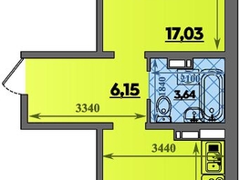 Продается 1-комнатная квартира ЖК Восточный, литера 37, 46.96  м², 5959999 рублей
