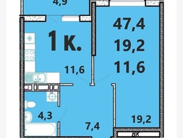 Продается 1-комнатная квартира ЖК Клубный дом Агой, 47.4 м², 10625000 рублей