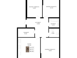 Продается 3-комнатная квартира ЖК Сердце, 96.85  м², 35834500 рублей
