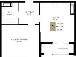 Продается 1-комнатная квартира ЖК Сердце, 51.75 м², 22770000 рублей