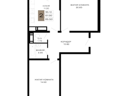 Продается 2-комнатная квартира ЖК Сердце, 65.5 м², 27837500 рублей