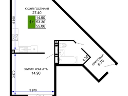 Продается 1-комнатная квартира ЖК Сегодня, литер 2, 56.8 м², 6134400 рублей