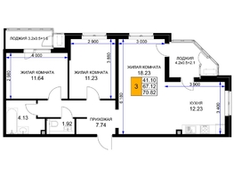 Продается 3-комнатная квартира ЖК Сегодня, литер 5, 72.95  м², 8243350 рублей