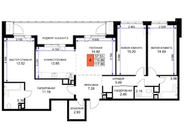 Продается 4-комнатная квартира ЖК Сегодня, литер 5, 119.1 м², 14649300 рублей