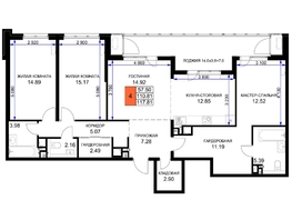 Продается 4-комнатная квартира ЖК Сегодня, литер 5, 118.8 м², 14612400 рублей