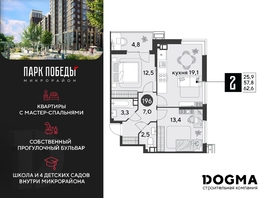 Продается 2-комнатная квартира ЖК Парк Победы 2, литера 6, 62.6  м², 7367770 рублей