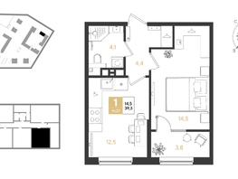 Продается 1-комнатная квартира ЖК REEDS (Ридз), литер 6, 39.3  м², 6905010 рублей