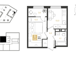 Продается 1-комнатная квартира ЖК REEDS (Ридз), литер 6, 35.8  м², 6422520 рублей