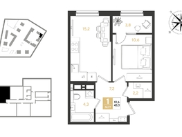 Продается 1-комнатная квартира ЖК REEDS (Ридз), литер 6, 43.3  м², 7330690 рублей