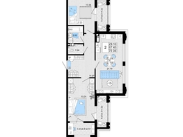 Продается 2-комнатная квартира ЖК Резиденция морей, корпус В, 72.06  м², 16952115 рублей
