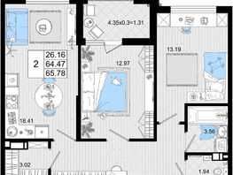 Продается 2-комнатная квартира ЖК Резиденция морей, корпус В, 65.78 м², 14816945 рублей