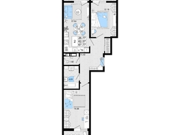 Продается 2-комнатная квартира ЖК Резиденция морей, корпус В, 67.77  м², 16417282 рублей