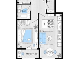 Продается 1-комнатная квартира ЖК Резиденция морей, корпус В, 46.18 м², 12560960 рублей